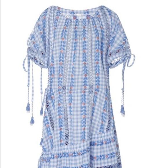 Dodo Bar Or Yolanda Dress Asymmetric Embroidered Check Plaid Cotton-Gauze S NWT - Picture 5 of 12